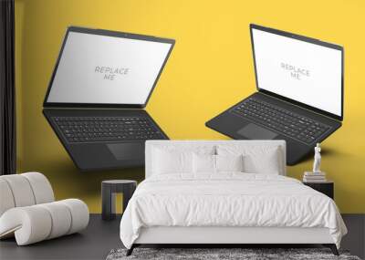 Floating Laptop Mockup Wall mural