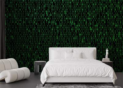 Abstract binary code background. Digital technology, cyber space and big data concept.  3D render illustration. Wall mural