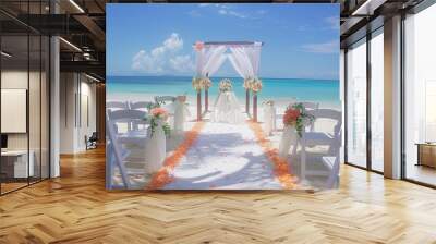 beach wedding, romantic ceremony near ocean (3) Wall mural