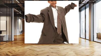 Adorable Handsome Black Boy Child in Baggy Business Suit Wall mural