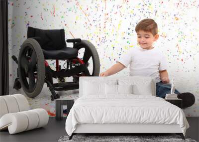 Boy Child Painting Wheelchair Wall mural