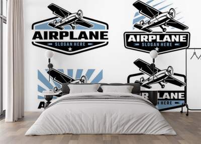 Vintage plane aviation badge logo set Wall mural