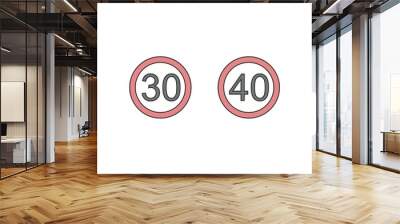  2 Set Of road signs icons isolated on white background... Wall mural