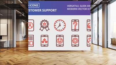 Customer Support Thick Line Two Colors Icons Set Wall mural