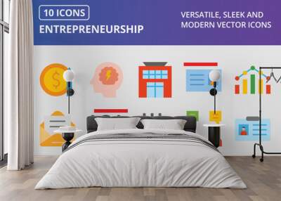 Entrepreneurship Flat Icon Set Wall mural