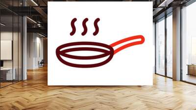 Frying Pan Thick Line Two Colors Icon Design Wall mural