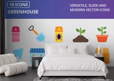 Greenhouse Home Flat Icon Set Wall mural