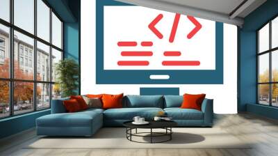 programming glyph two color icon design Wall mural