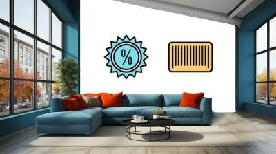 Set of 2 e-commerce Icons on White Background Vector Isolated Elements... Wall mural