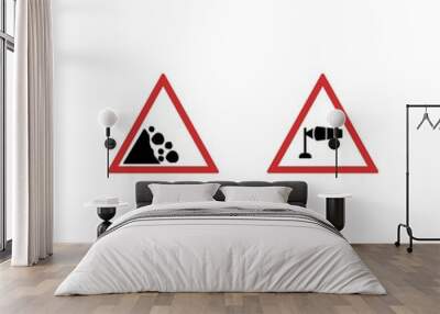 Set of 2 road signs Icons on White Background Vector Isolated Elements... Wall mural