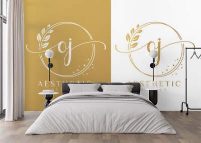 Initial O and J Feminine Logo Design Wall mural