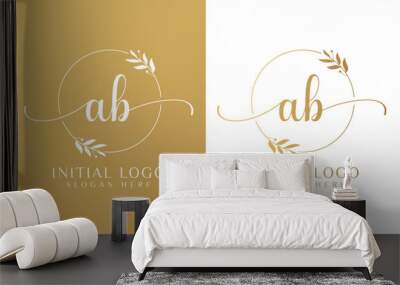 Letter AB Beauty Logo with Flourish Ornament Wall mural