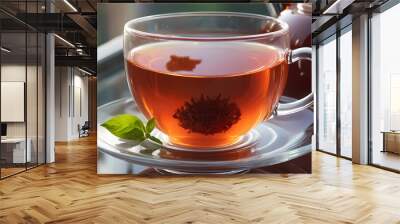 A delicious luxury glass cup of tea Wall mural