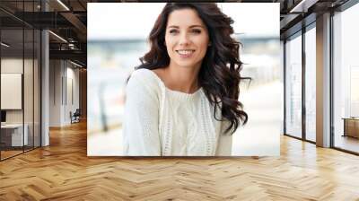 lovely beautiful woman in a woolen sweater. Beauty concept Wall mural