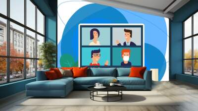 Concept of virtual office during coronavirus COVID-19 quarantine Wall mural