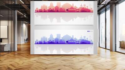 Small town and village silhouettes. Multicolored collection Wall mural