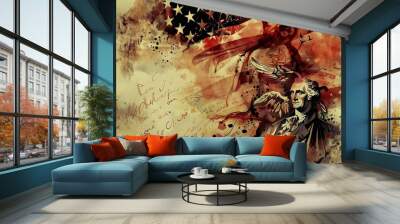 president sketch American Declaration of independence 4th july 1776 celebration, freedom concept abstract Wall mural