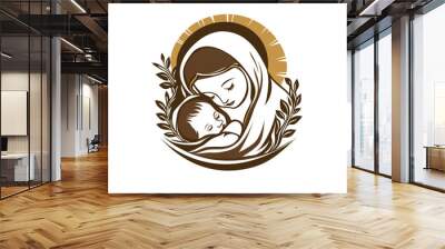 Vector stylized logo of holy mother mary , isolated on white background	 Wall mural