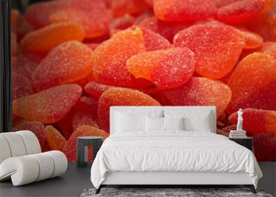 Red heart shape jelly gummy candies Wall mural