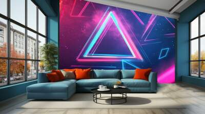 Geometric Background with Neon Outlines: Features a geometric background with neon outlines, creating a modern and vibrant visual effect. Wall mural