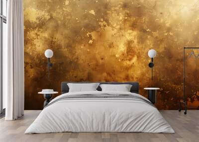 A close-up abstract texture of a gold-toned surface with light reflecting off the textured surface. The gold surface is covered in random, irregular, and abstract shapes that create a hazy and dreamy  Wall mural