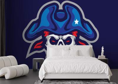 Skull patriot mascot logo design vector with modern illustration concept style for badge, emblem and t shirt printing. Skull patriot illustration for sport and esport team. Wall mural