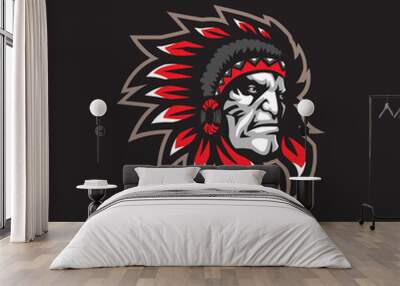 Tribe mascot logo design vector with modern illustration concept style for badge, emblem and t shirt printing. Tribe head illustration. Wall mural