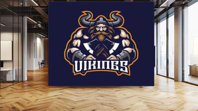 Viking mascot logo design vector with modern illustration concept style for badge, emblem and t shirt printing. Angry viking illustration. Wall mural