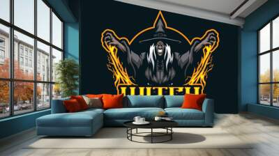 Witch mascot logo design vector with modern illustration concept style for badge, emblem and t shirt printing. Angry witch illustration for sport and esport team. Wall mural