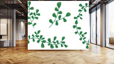 cute green vine vector, leaves foliage icon Wall mural