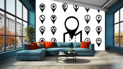 location pin map sign, location mark icon pack, 50 set Wall mural