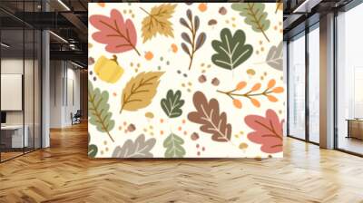 seamless pattern fall leaves background Wall mural