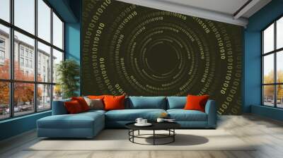 abstract binary number in circular concentric pattern, hi tech vector design for tech, science, background Wall mural