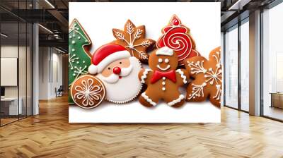 Collection of gingerbread cookies isolated on white background Wall mural