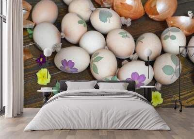 Preparation of Easter eggs for coloring with onion peel Wall mural