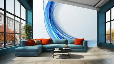 A fashionable blue Circular arc line white background that is both trendy and eye - catching.    The blue hue gives a sense of elegance and the circular arc shape adds a unique touch.     This backgro Wall mural