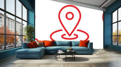 Location icon set. Flat icon set of location and map pins. Map pin place marker. Location pointer icon symbol in flat style. Position symbol. Wall mural