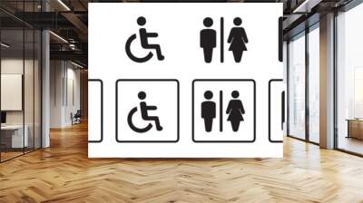 Toilet vector icons set, male or female restroom wc. Set of toilet sign Wall mural