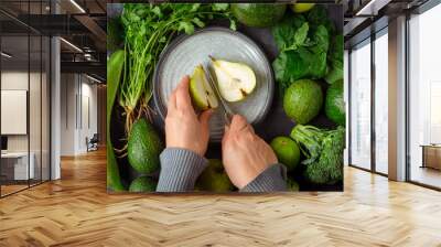 Preparing green foods high in folic acid for healthy living Wall mural