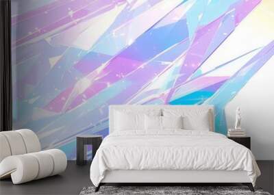 Gradient solid color graphics with rough glass edges.  The gradient colors are vivid and eye-catching.  The solid color areas add stability.  The rough edges of the glass give it a unique texture.  Wall mural