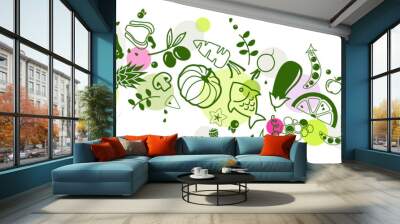 food banner green - healthy & colourful - vector illustration Wall mural