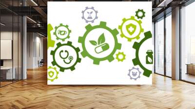 green alternative medicine / herbal medicine / natural pharmaceuticals icon concept – vector illustration Wall mural