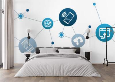 mobile communication / social media concept - vector illustration Wall mural