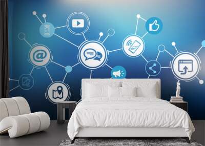 mobile communication / social media marketing challenges design - vector illustration Wall mural