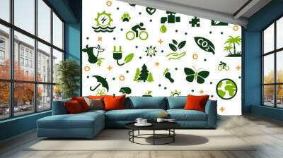 Sustainability / environmental protection vector illustration. Concept with icon related to renewable energy, ecology, green business, resource saving and sustainable development. Wall mural