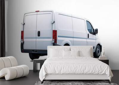 Modern white cargo van rear back right side corner angle view, isolated Wall mural