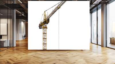 Yellow construction crane isolated Wall mural