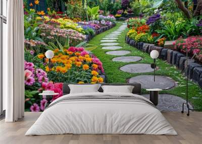 Gardening with Colorful Flowers  Wall mural