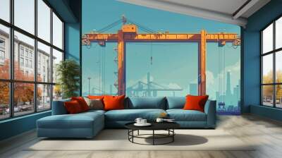 Industrial Background with Bridge Crane  Wall mural