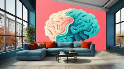 A brain divided by two colors Wall mural